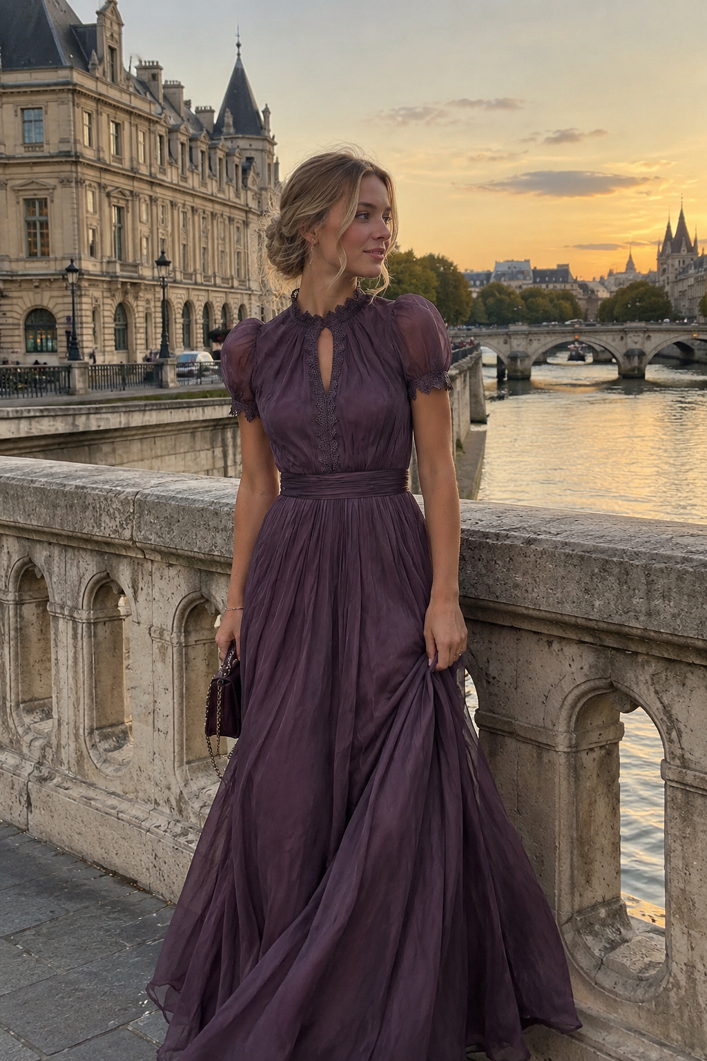 Chiffon Maxi Dress with Flowing Drape