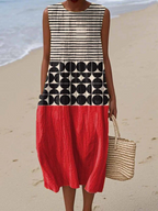 Midi Dress with Wildflower Embroidery and Relaxed Fit