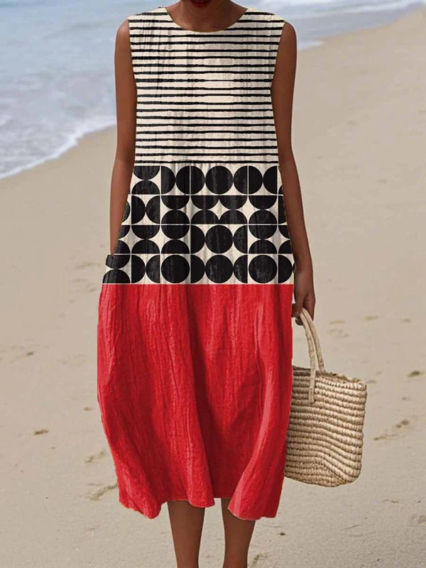 Midi Dress with Wildflower Embroidery and Relaxed Fit