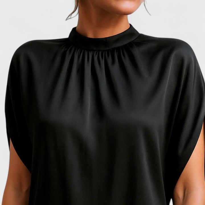 Solid Colour Dress with V Neckline