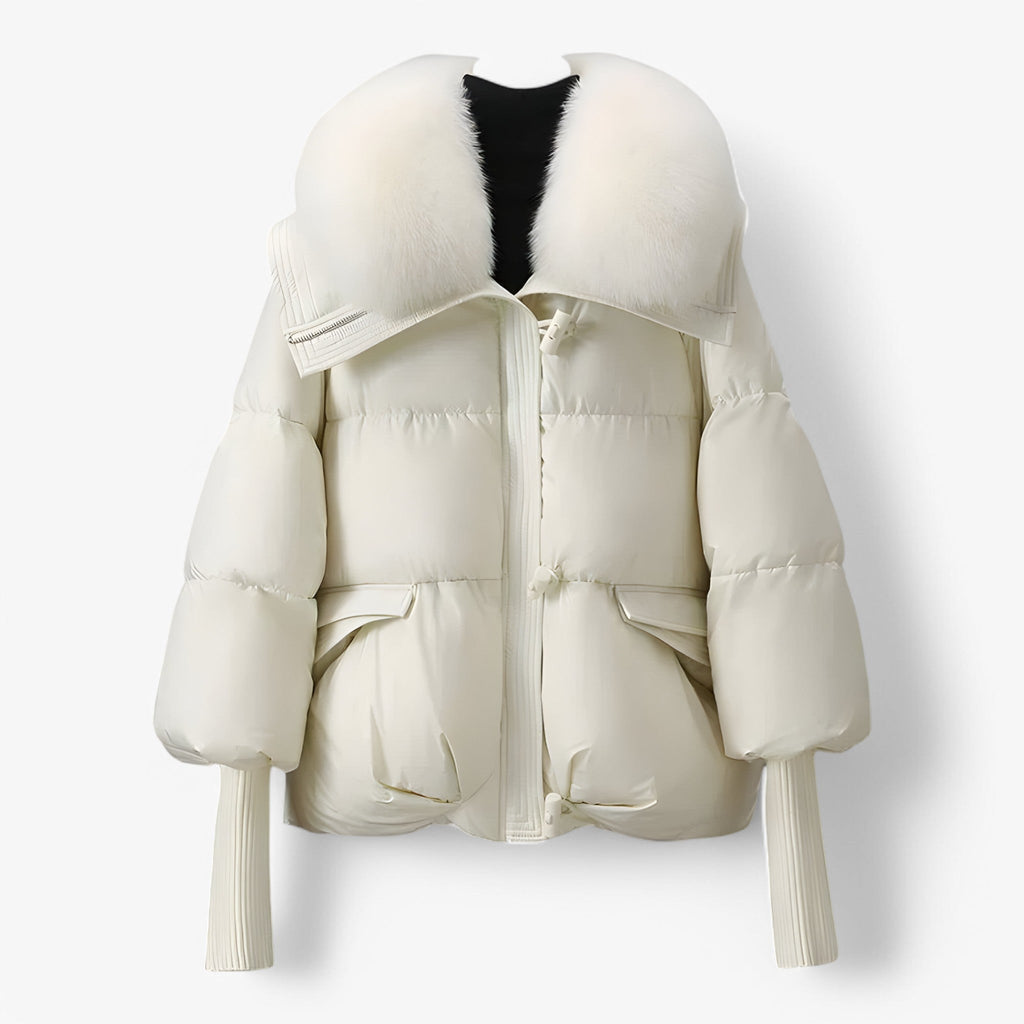 Chaqueta forrada de pelo con cintura ajustable para el invierno