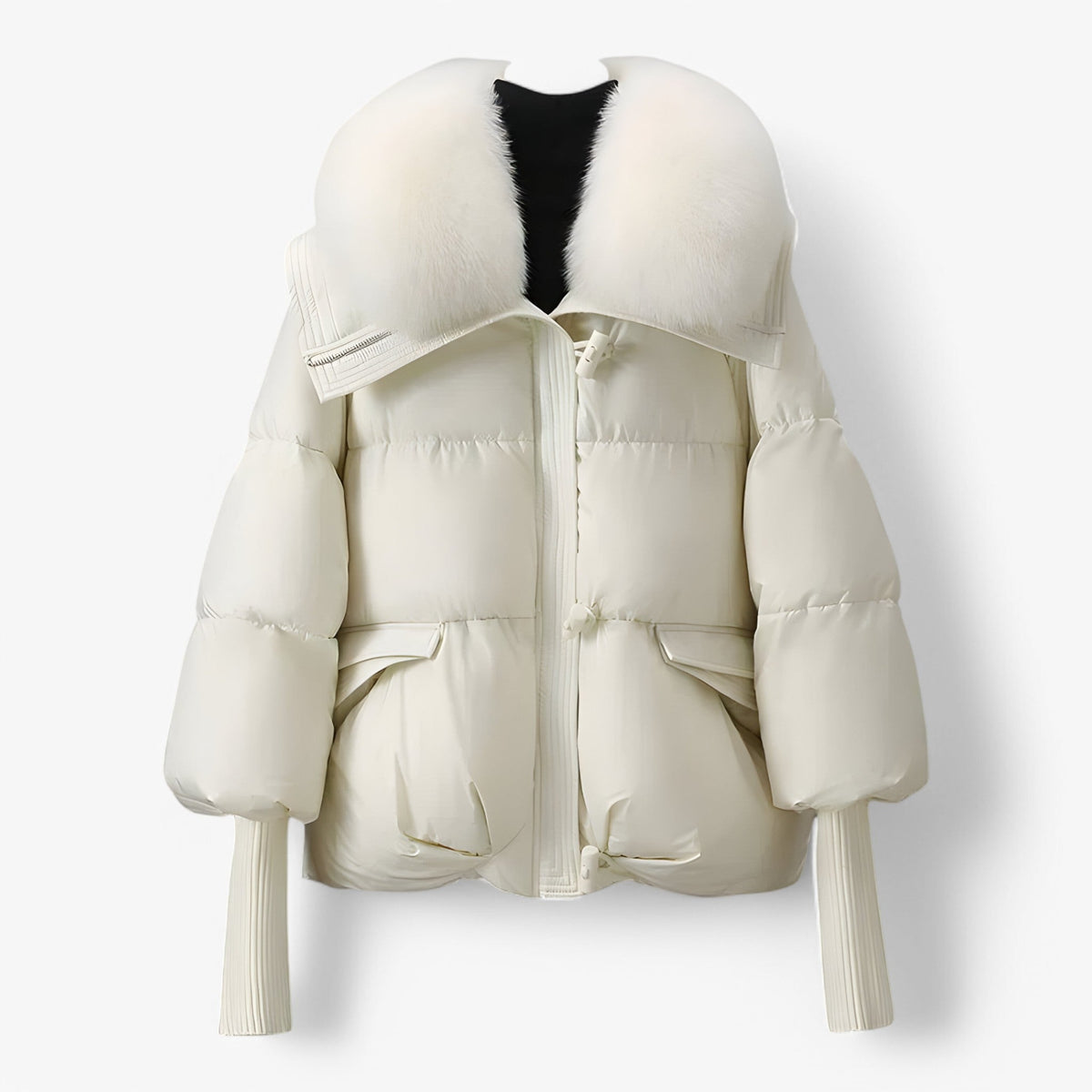 Fur-Lined Jacket with Adjustable Waist for Winter