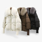Chaqueta forrada de pelo con cintura ajustable para el invierno