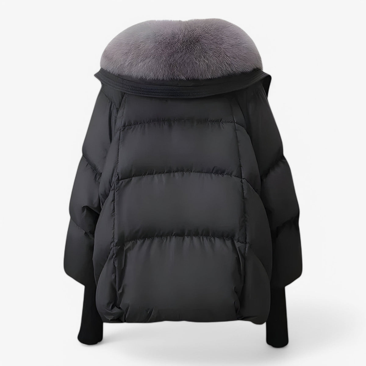 Fur-Lined Jacket with Adjustable Waist for Winter