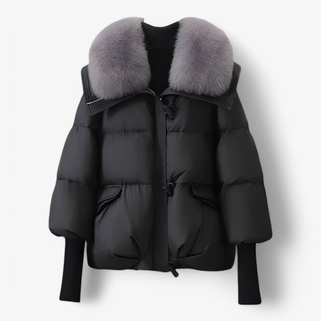 Chaqueta forrada de pelo con cintura ajustable para el invierno