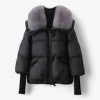 Chaqueta forrada de pelo con cintura ajustable para el invierno
