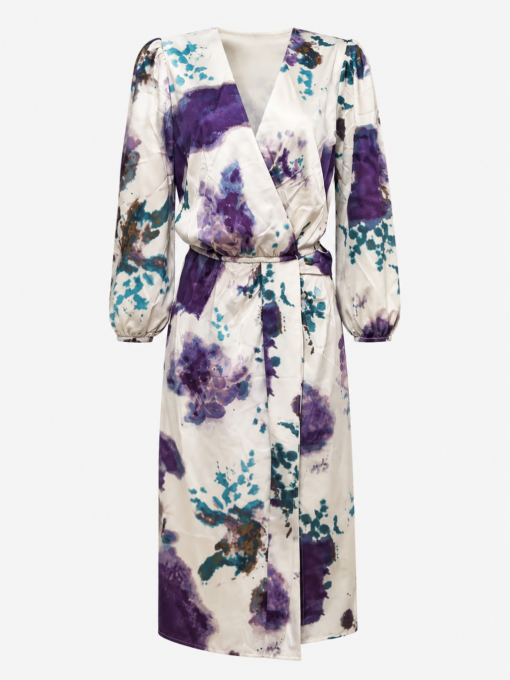Wrap V-Neck Dress with Adjustable Waist Tie