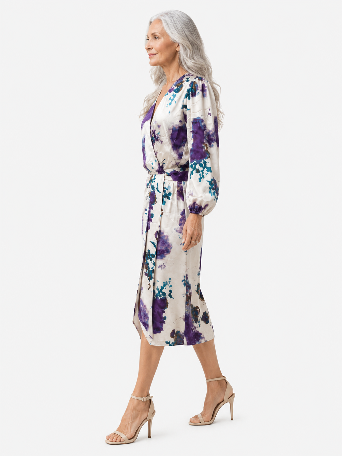 Wrap V-Neck Dress with Adjustable Waist Tie