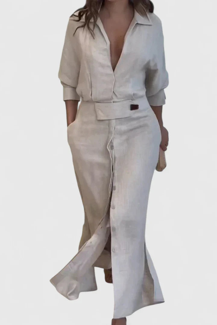 V-Neck Maxi Dress with Breezy Movement