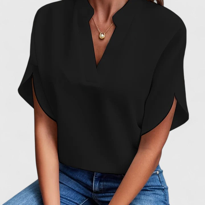 Lightweight Cotton Blend Blouse with Classic Cut