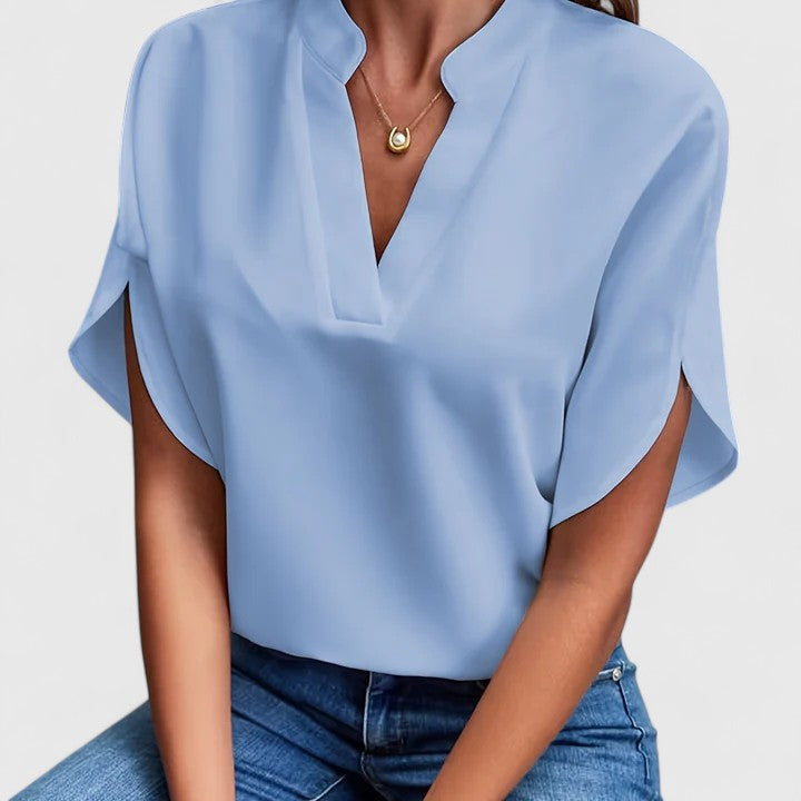 Lightweight Cotton Blend Blouse with Classic Cut