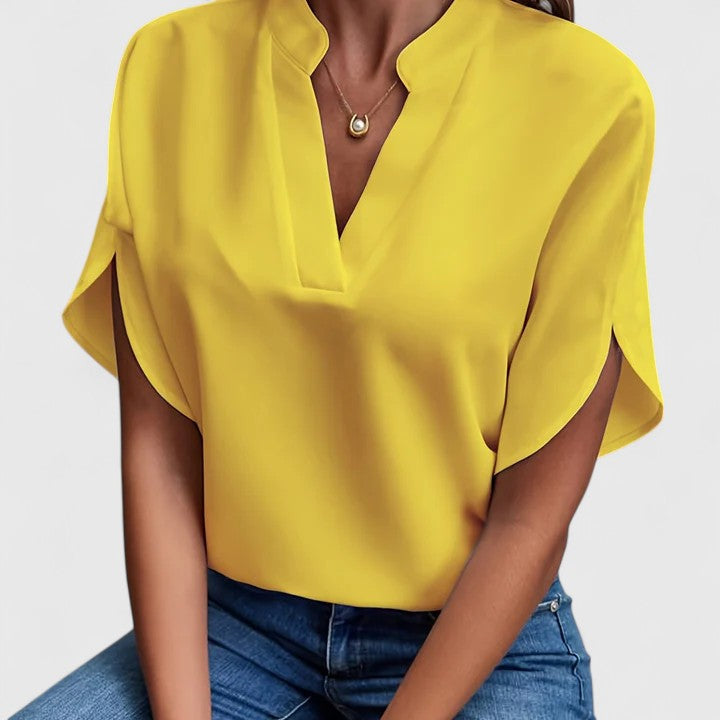 Lightweight Cotton Blend Blouse with Classic Cut