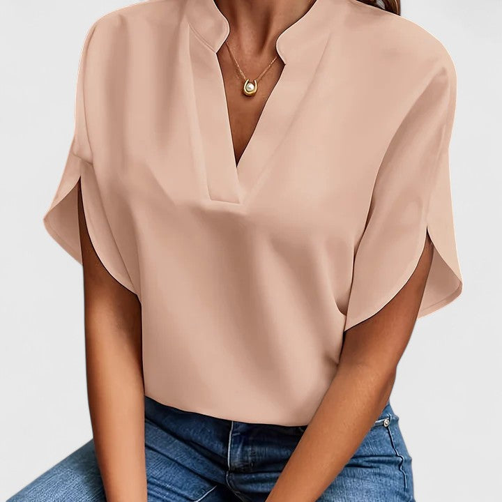 Lightweight Cotton Blend Blouse with Classic Cut