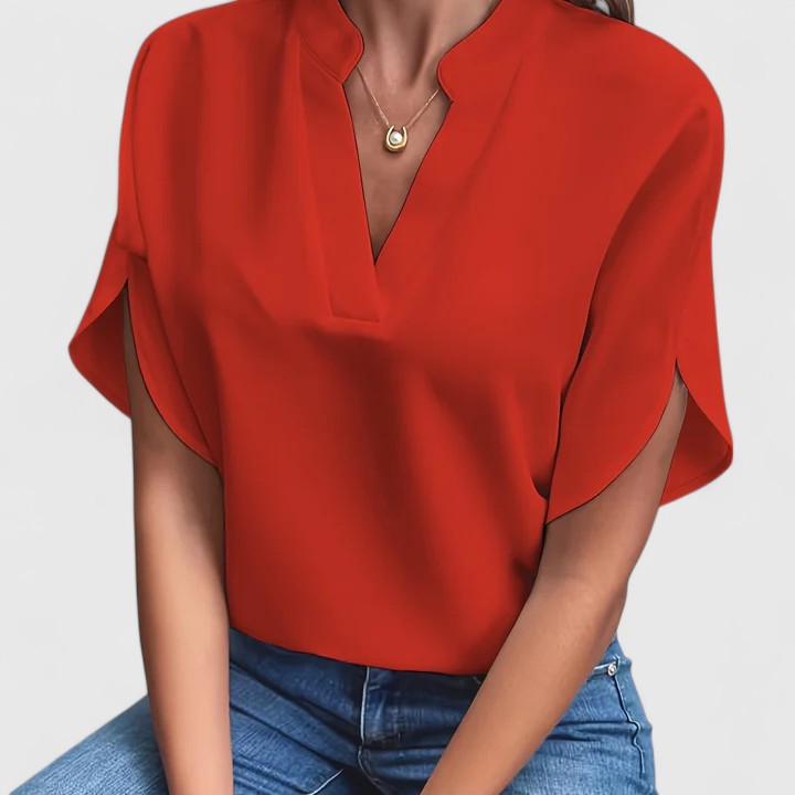 Lightweight Cotton Blend Blouse with Classic Cut