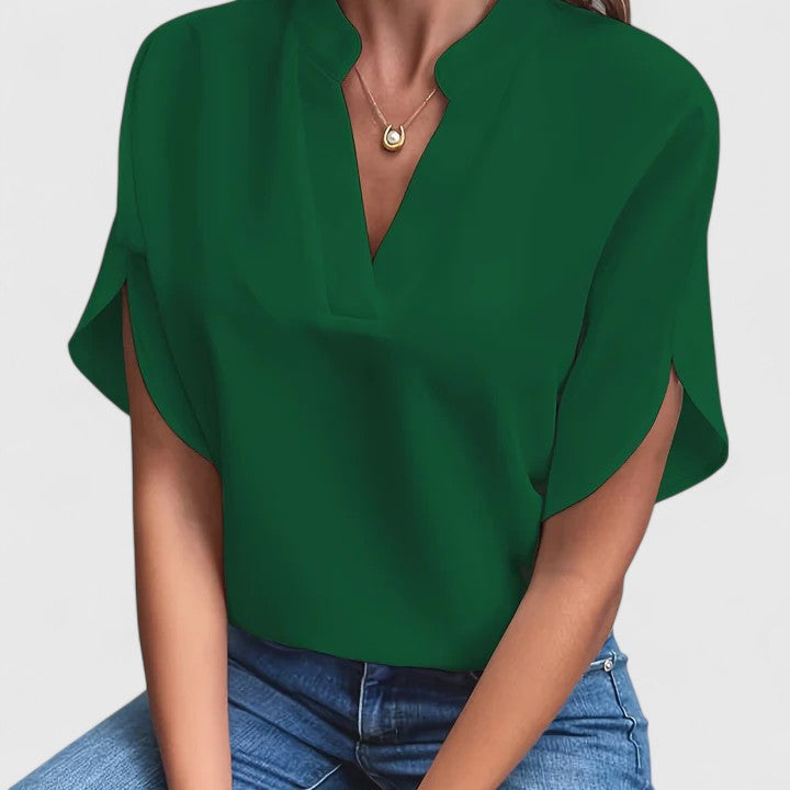 Lightweight Cotton Blend Blouse with Classic Cut