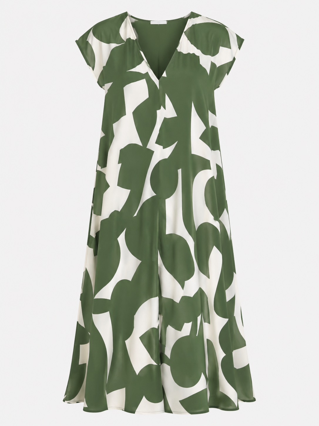 Artistic Print V-Neck Maxi Dress with Flowing Sleeves