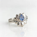 Retro Teardrop Zirconia Lotus Flower Ring in Silver Colour
