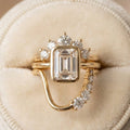 Rectangular Zirconia Stacking Ring with Vintage Style in Gold Colour