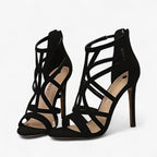 Strappy Cutout High Heel Sandals with Padded Footbed