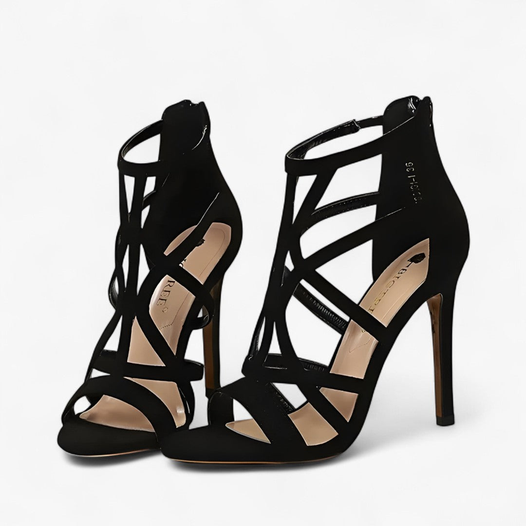 Strappy Cutout High Heel Sandals with Padded Footbed