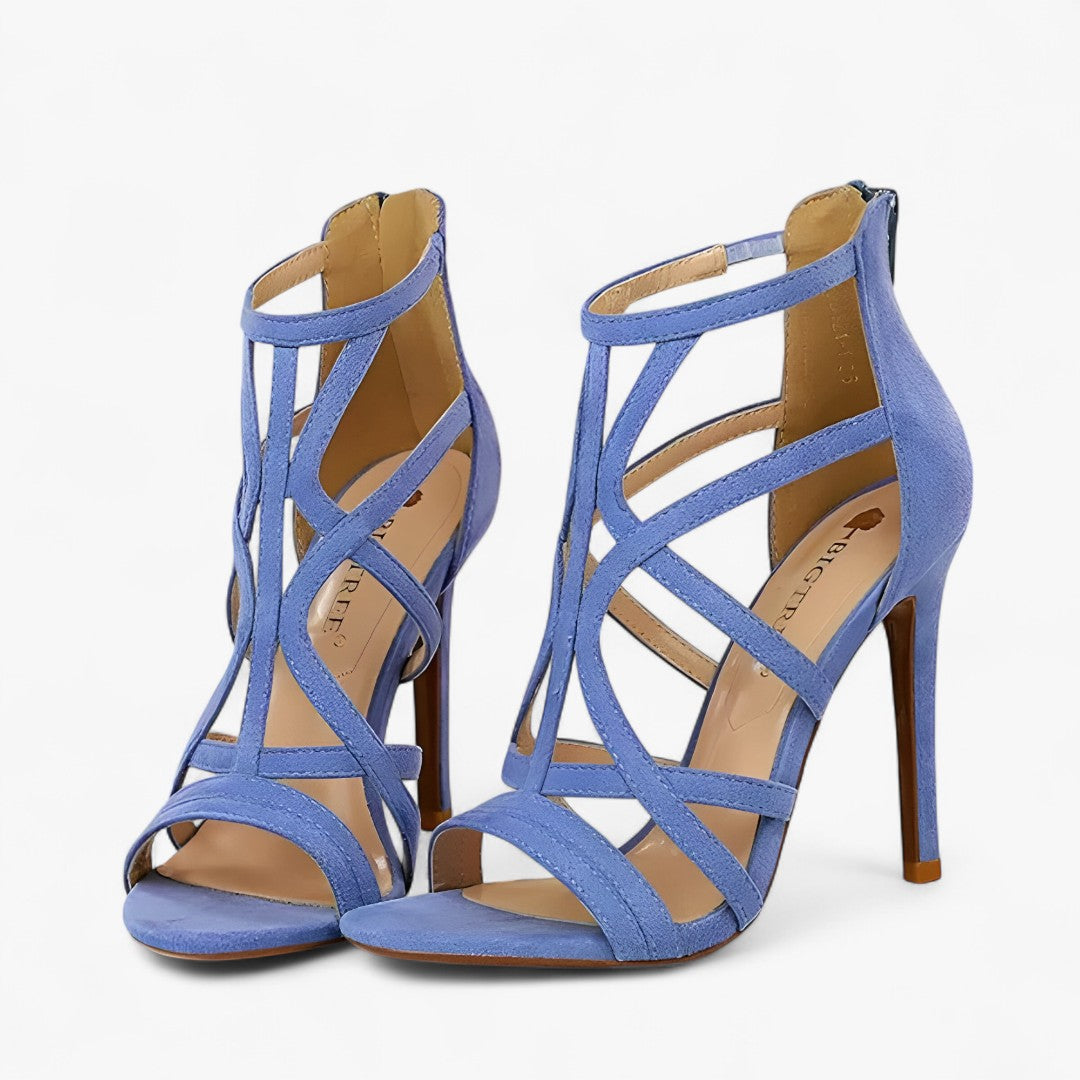 Strappy Cutout High Heel Sandals with Padded Footbed