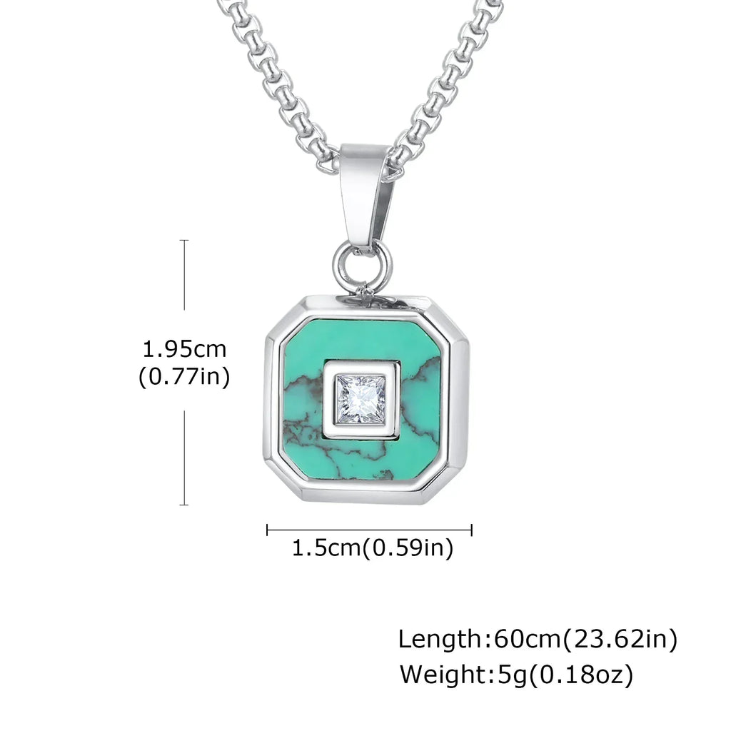 Blue-Green Stone Pendant Necklace Set for Layering