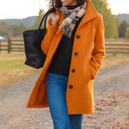 Classic Coat with Stand Collar and Button Closure