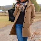 Classic Coat with Stand Collar and Button Closure
