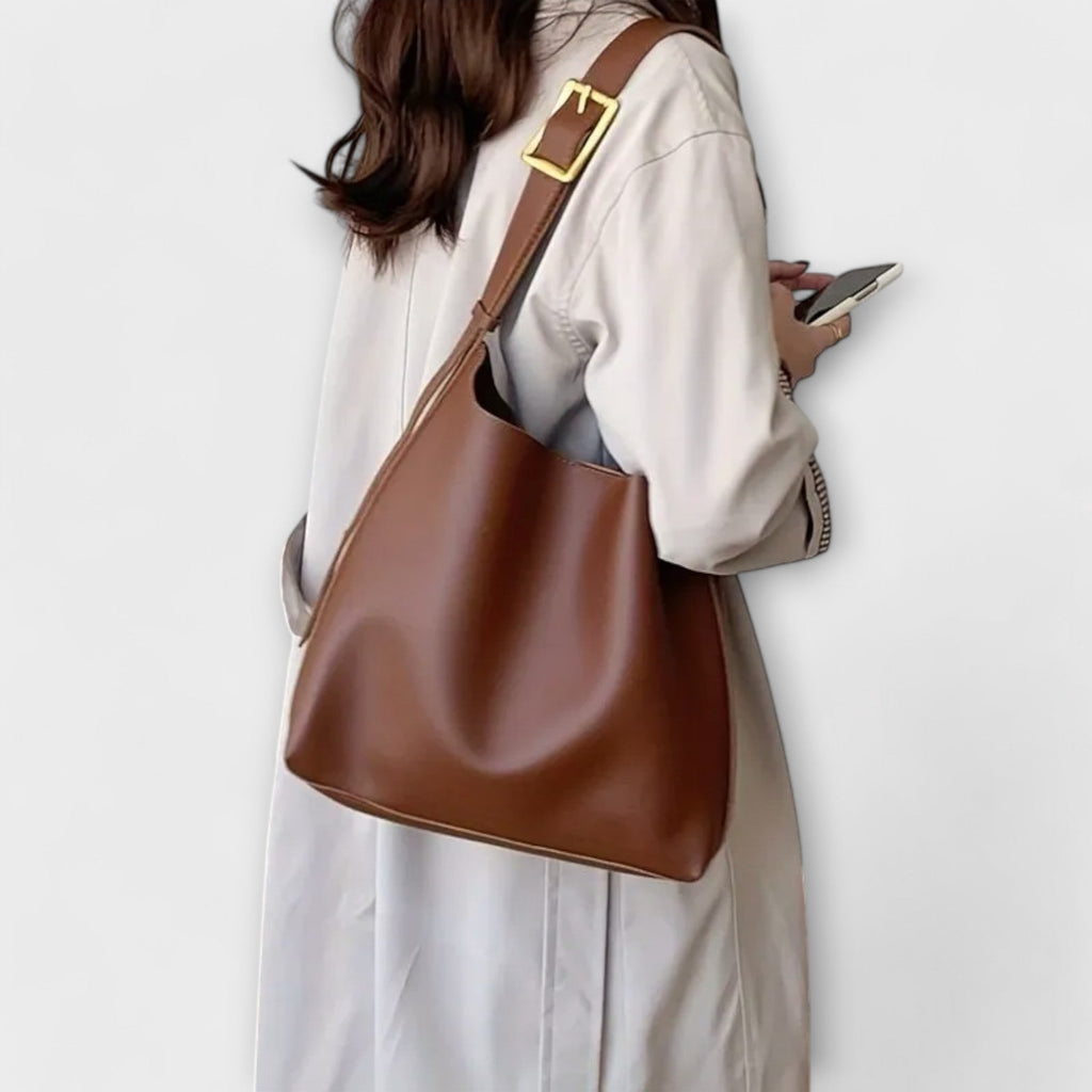 Leather Look Shoulder Bag with Simple Elegant Shape