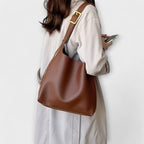 Leather Look Shoulder Bag with Simple Elegant Shape