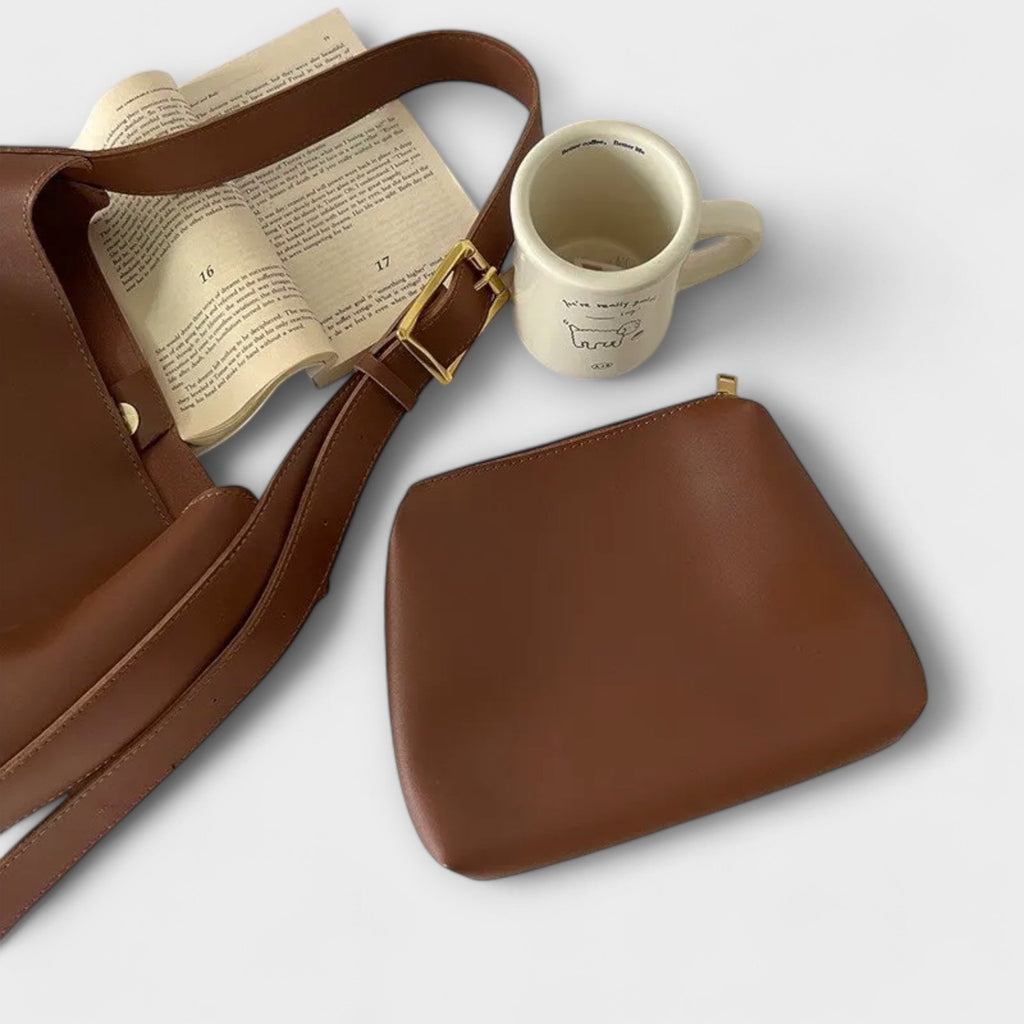 Leather Look Shoulder Bag with Simple Elegant Shape