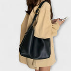 Leather Look Shoulder Bag with Simple Elegant Shape