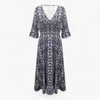 Floral Print V-Neck Maxi Dress for Beach Holidays