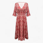 Floral Print V-Neck Maxi Dress for Beach Holidays