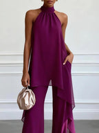 Halter Neck Two Piece Set with H-Line Silhouette