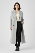 Classic Trench Coat with Lapel Collar and Button Fastening