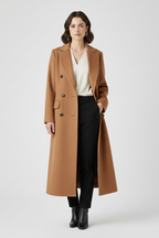 Classic Trench Coat with Lapel Collar and Button Fastening