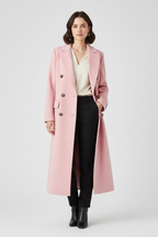 Classic Trench Coat with Lapel Collar and Button Fastening