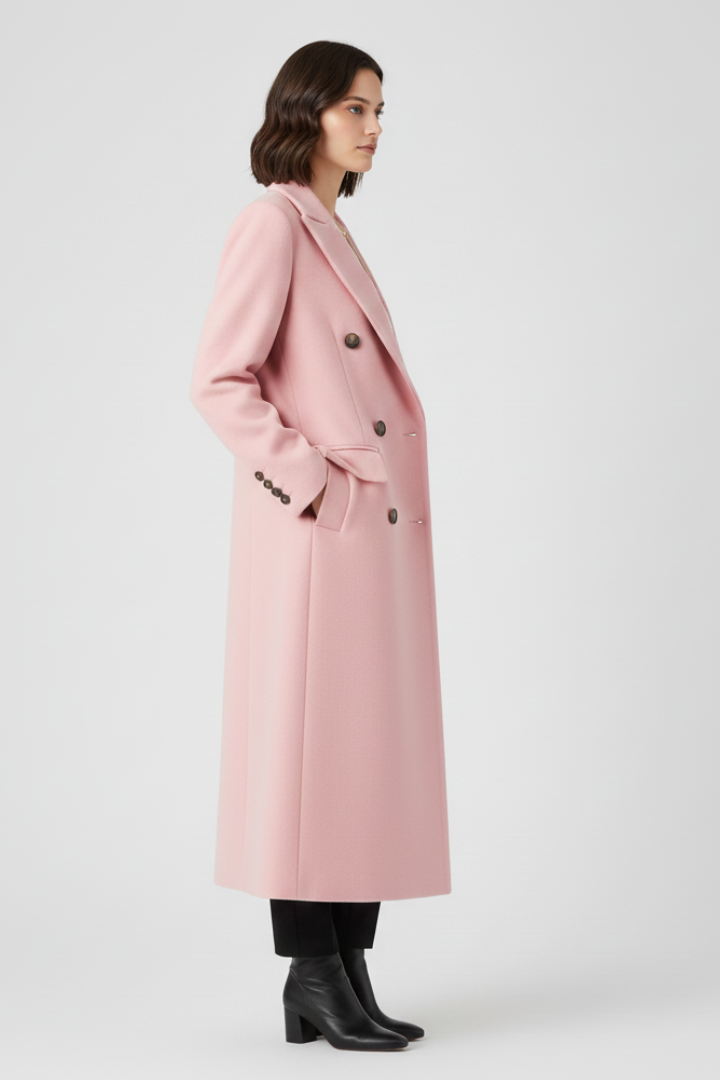 Classic Trench Coat with Lapel Collar and Button Fastening