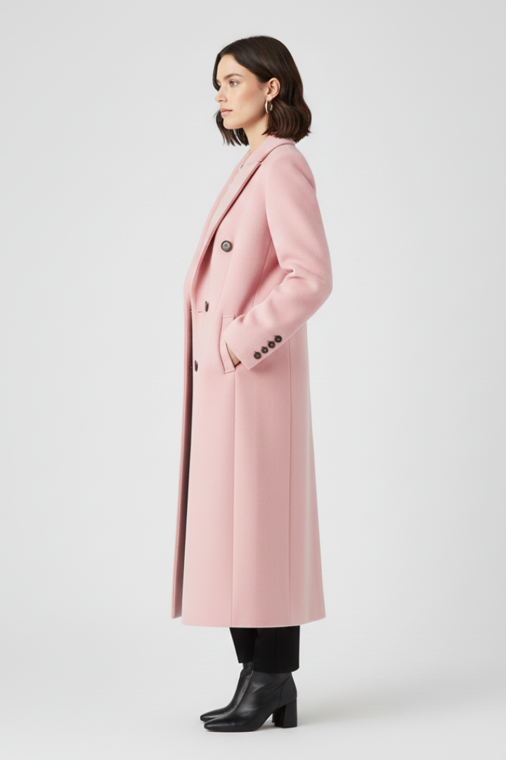 Classic Trench Coat with Lapel Collar and Button Fastening