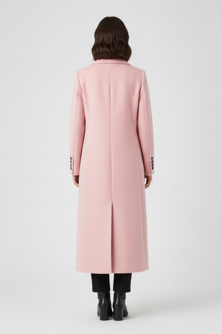 Classic Trench Coat with Lapel Collar and Button Fastening