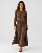 Long-Sleeve Top and Maxi Skirt Two-Piece Set