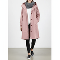Longline Rain Jacket with Drawstring Hood