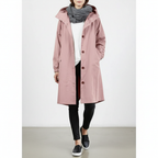 Longline Rain Jacket with Drawstring Hood