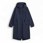 Longline Rain Jacket with Drawstring Hood