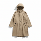 Longline Rain Jacket with Drawstring Hood