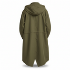 Longline Rain Jacket with Drawstring Hood