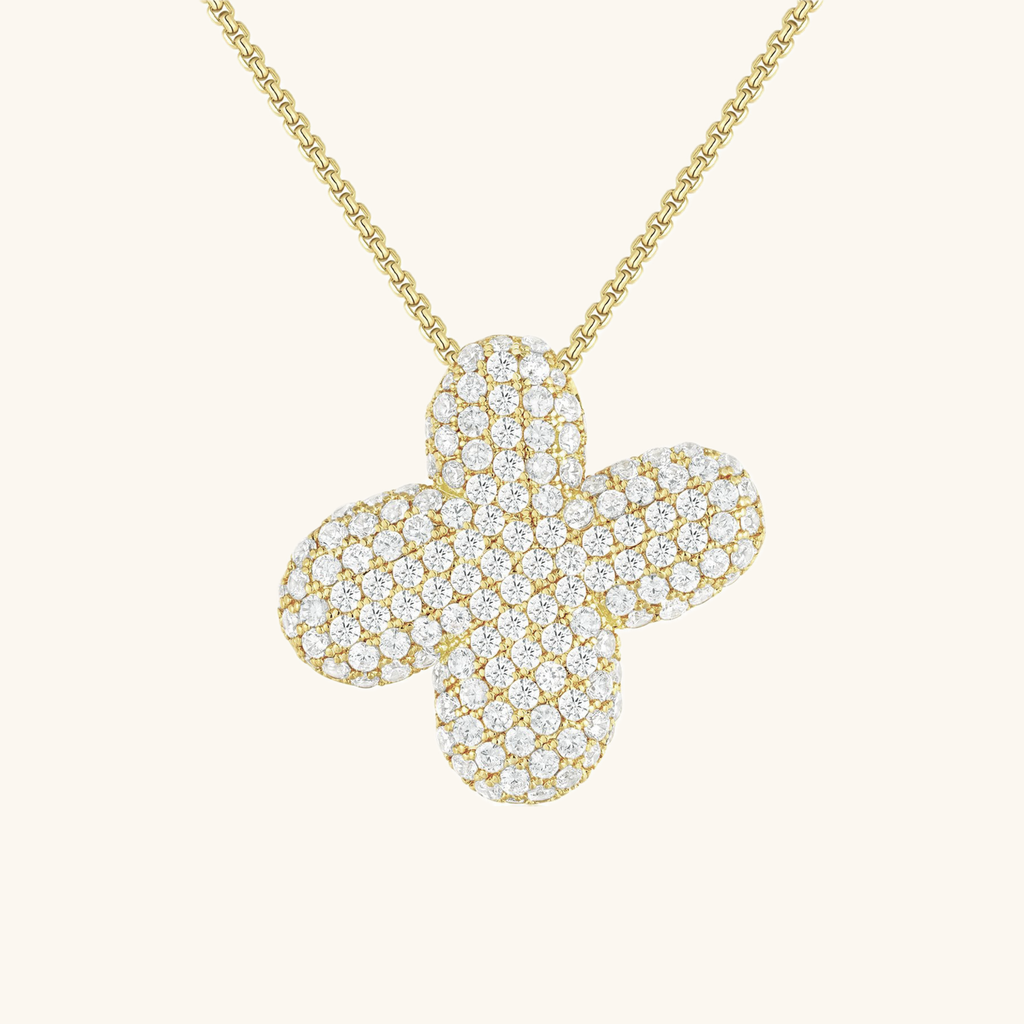 Pavé Bubble Initial Necklace with Sparkling Letter