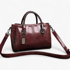 Faux Leather Handbag with Braided Handles and Multiple Compartments