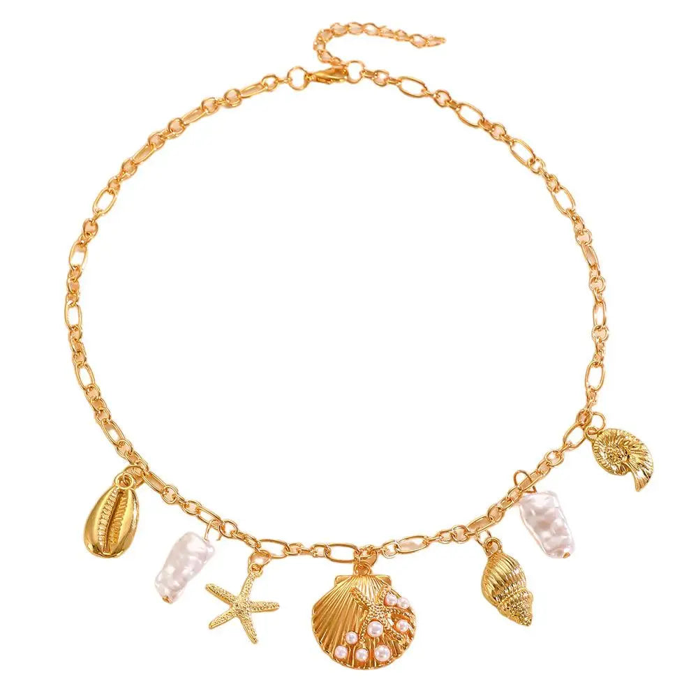 Faux Pearl Starfish Ocean Necklace in Two Styles with Beach Feel